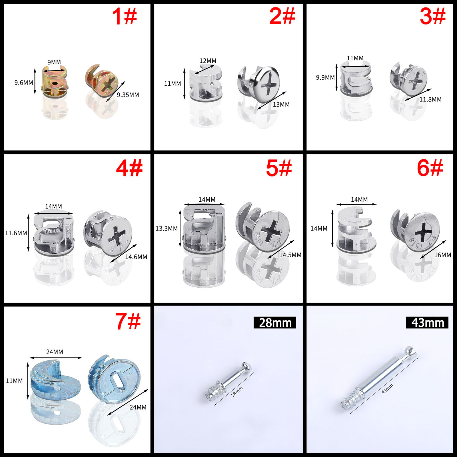 Furniture Joinery Hardware - 50pcs 10/11/12/14/15/18/25mm épaississement roue excentrique trois